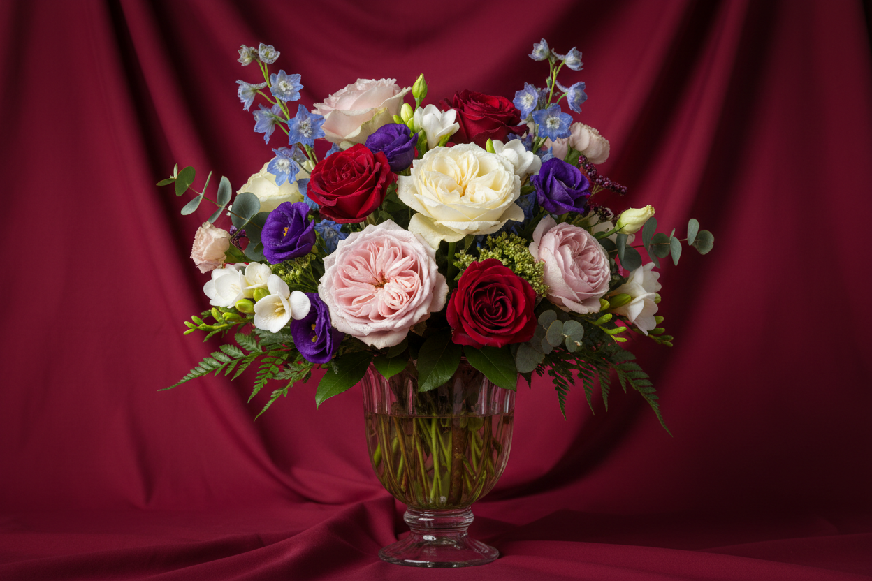 VASE FLOWERS BACKGROUND RED